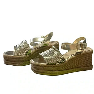 Kenneth Cole NWOT Shelby Espadrille Wedge Metallic Sandal Size 11